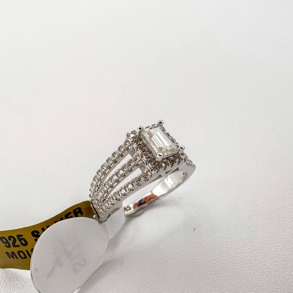 925 Sterling Sliver Moissanite Wedding/Engagement Ring, 1.0ctw VVS Stones Hip Ho - Picture 3 of 6